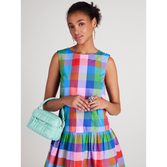 Kate Spade Madras Taffeta Shift Dress Blue Multicolor Size XXL - Picture 14 of 14